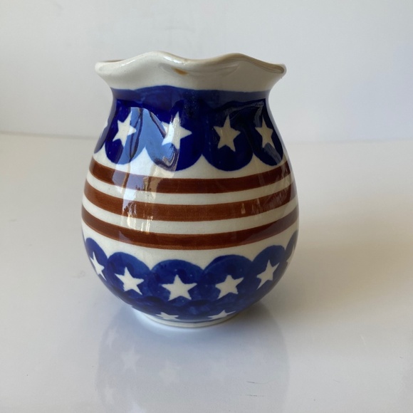 Boleslawiec Polish Pottery Stars and Stripes Creamer Collectible - Picture 6 of 6
